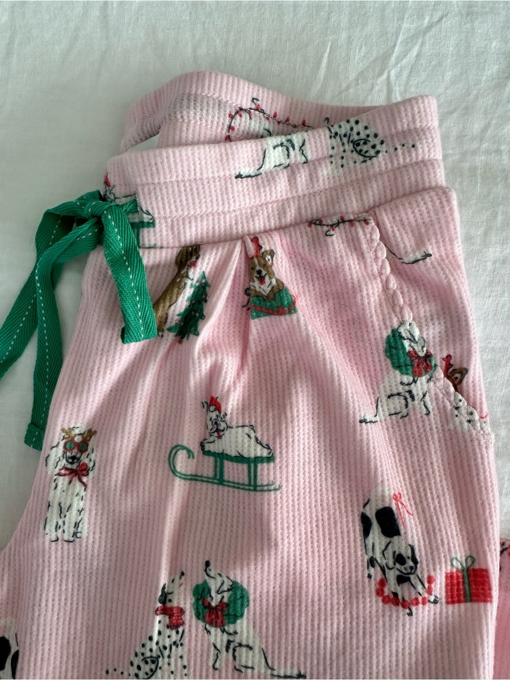 NWT P.J. Salvage Pink Holiday Dog Thermal Pajama Set XS Waffle Knit Christmas - Picture 6 of 6